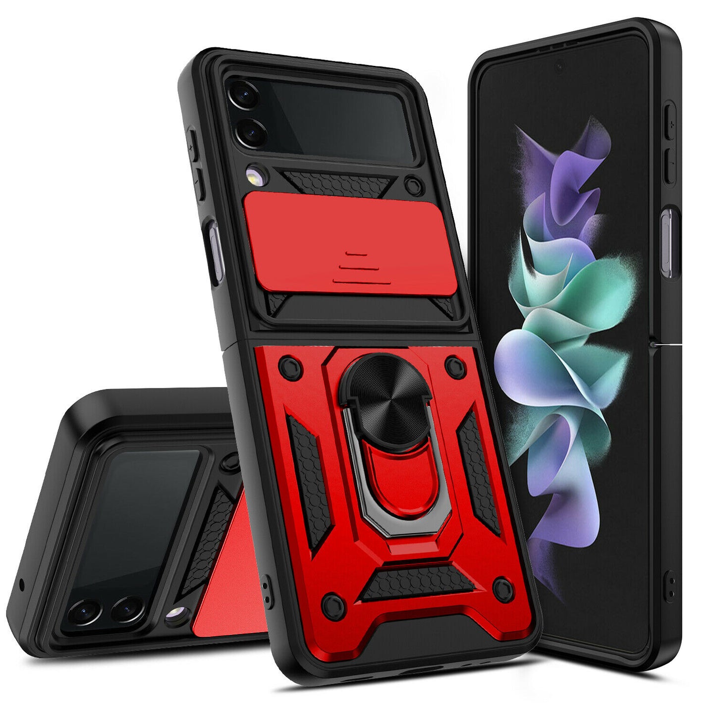 Hybrid Armor Ring Stand Case Samsung Z Flip 3 5G
