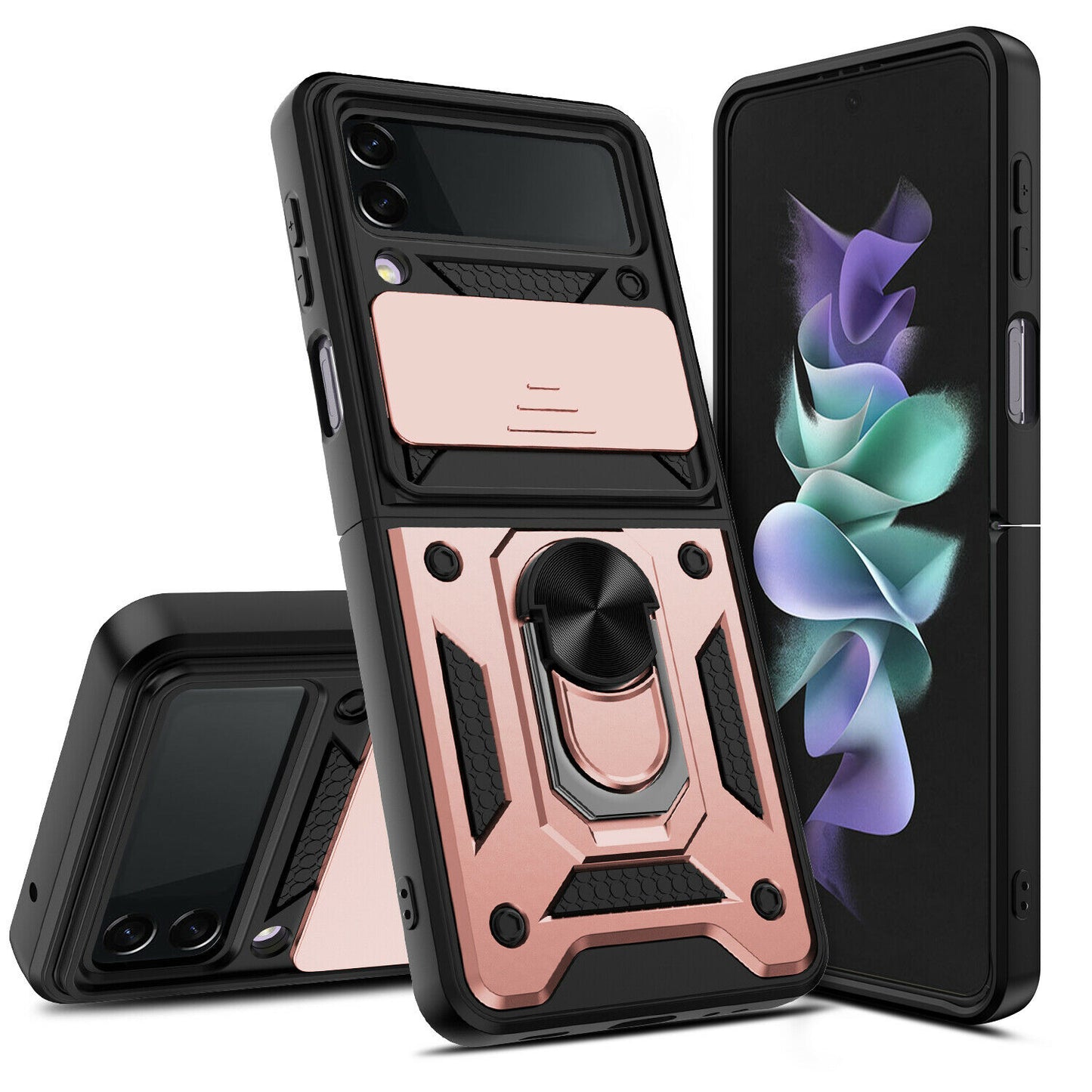 Hybrid Armor Ring Stand Case Samsung Z Flip 3 5G