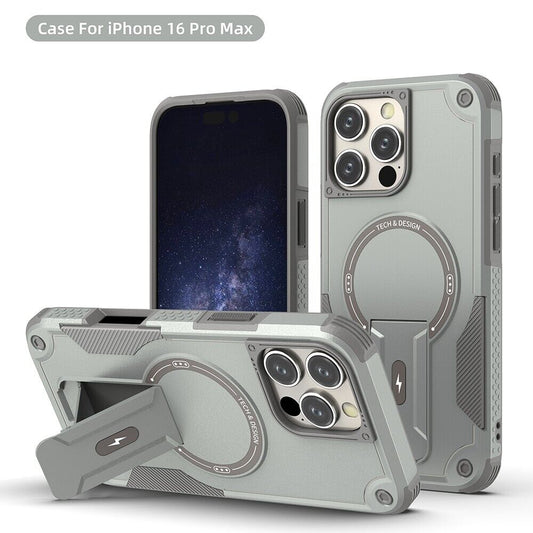 Rugged Magnetic Kickstand Case For iPhone 16