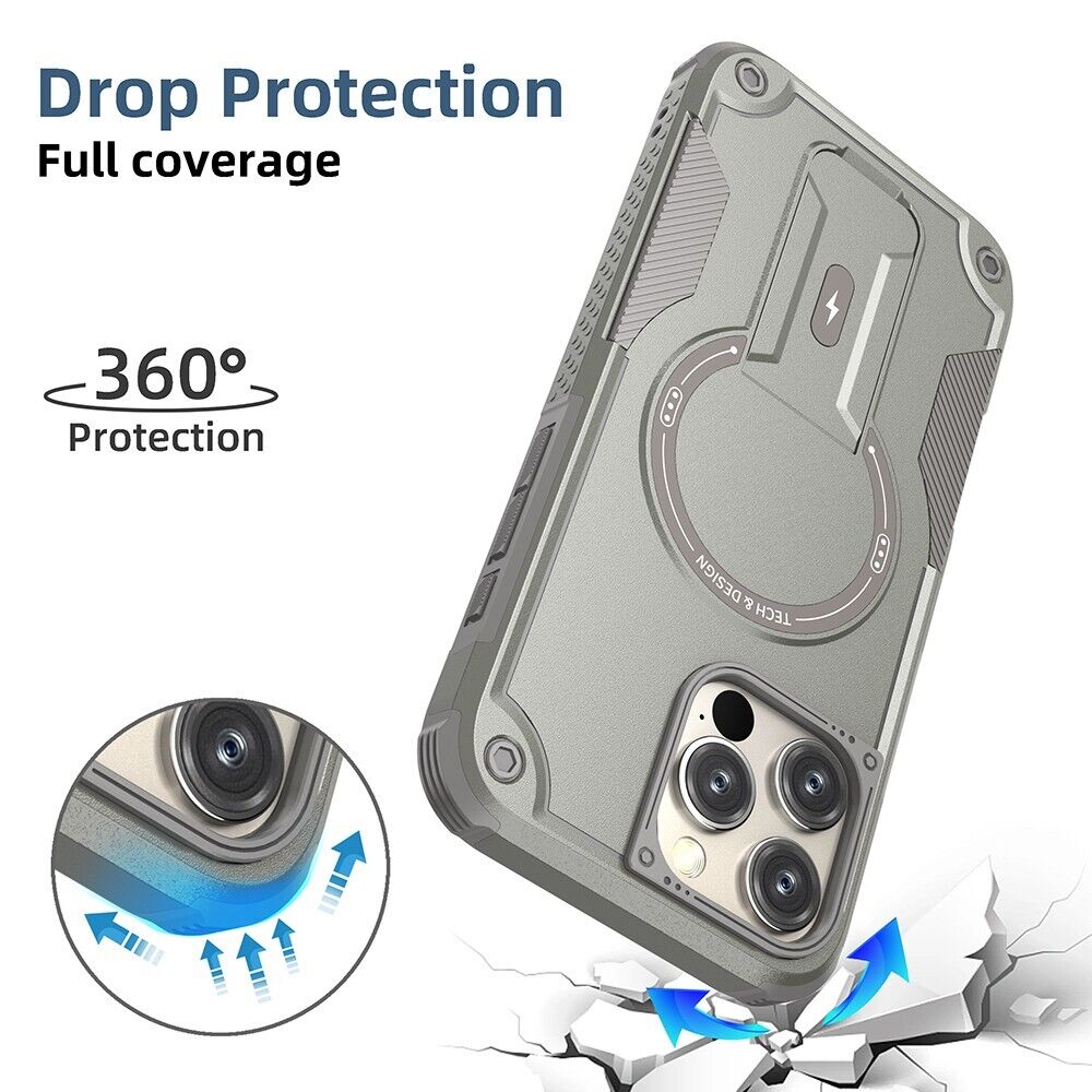 Rugged Magnetic Kickstand Case For iPhone 16