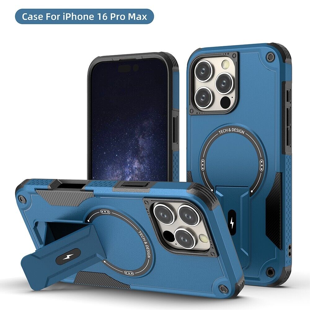 Rugged Magnetic Kickstand Case For iPhone 16