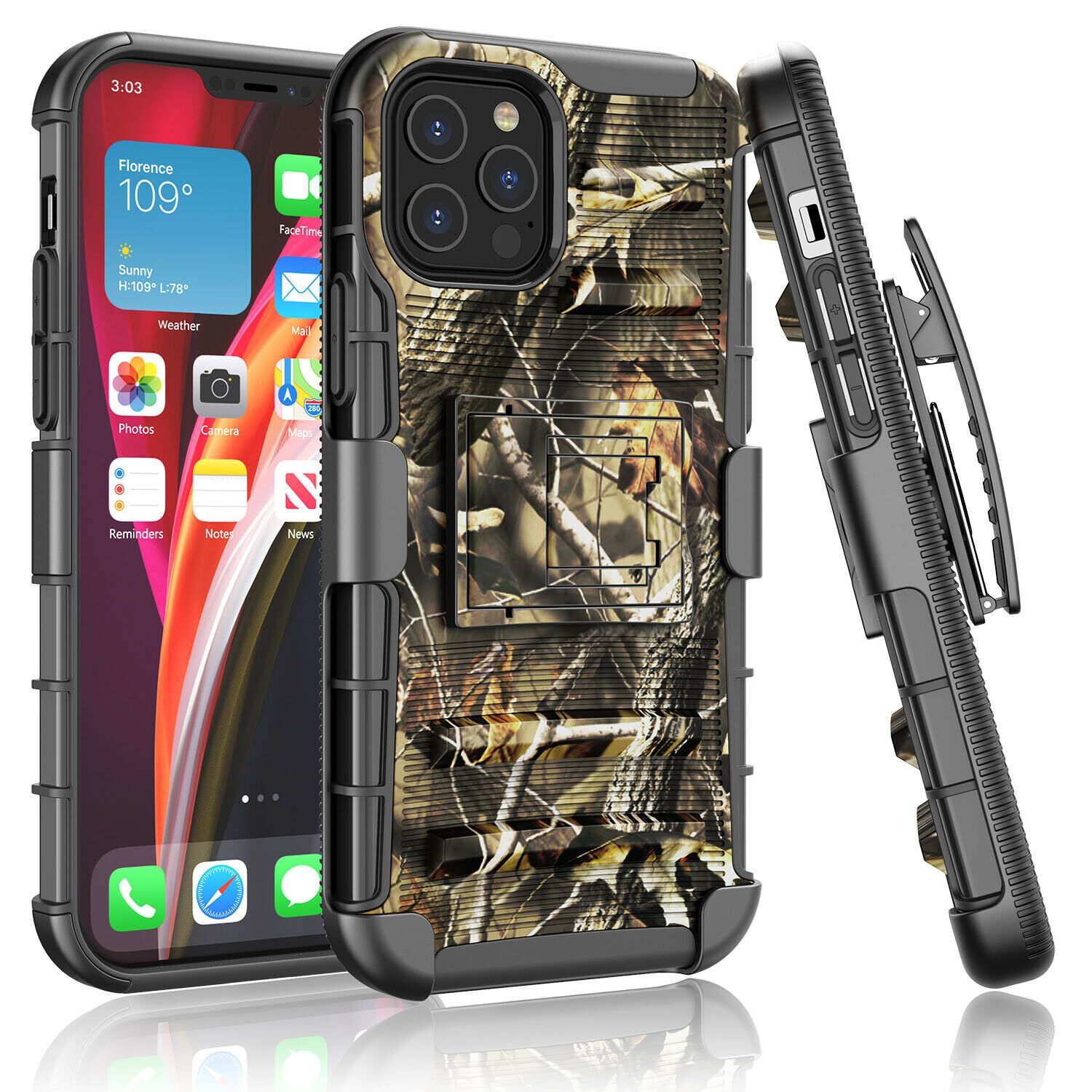 Armor Case with Kickstand Belt Clip Cover for iPhone 12 - carolay.co