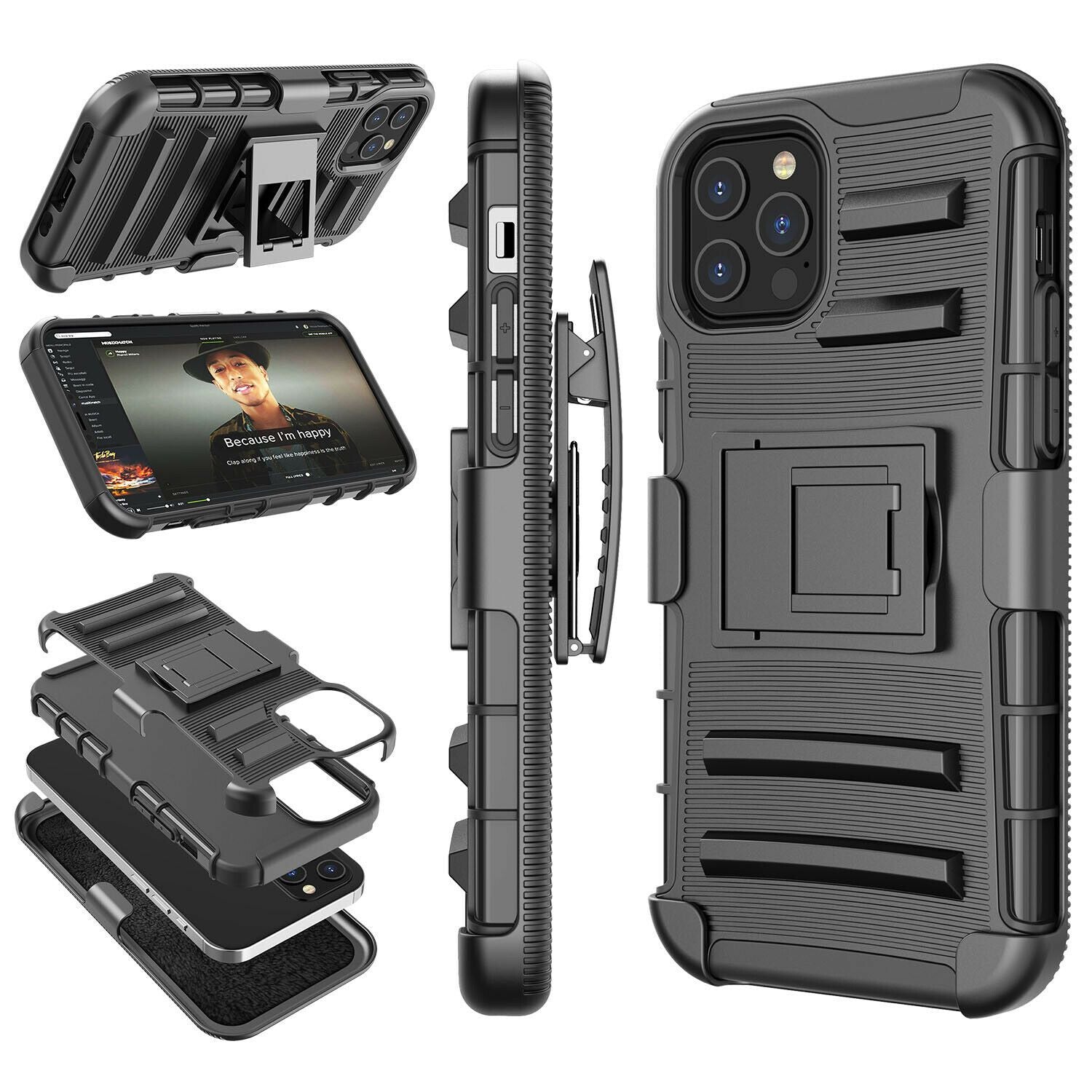 Armor Case with Kickstand Belt Clip Cover for iPhone 12 - carolay.co