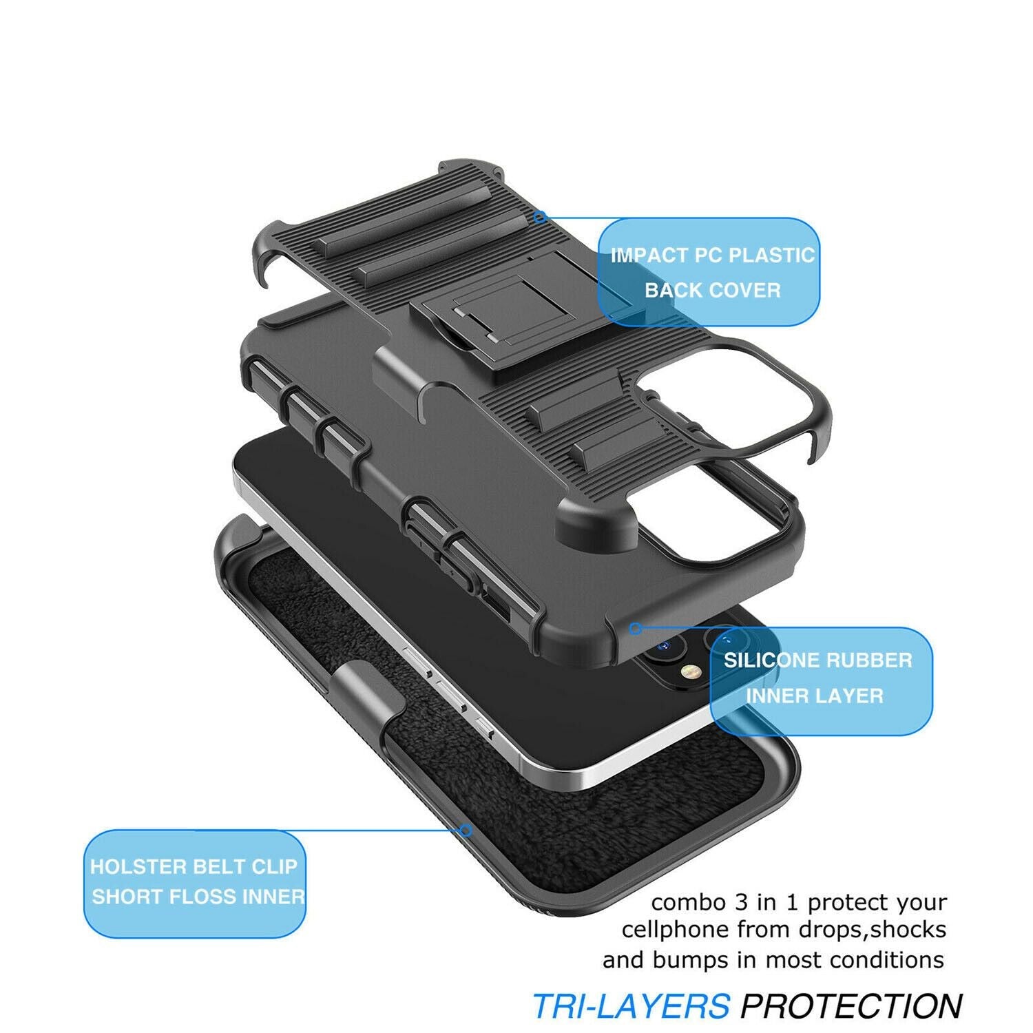 Armor Case with Kickstand Belt Clip Cover for iPhone 12 - carolay.co