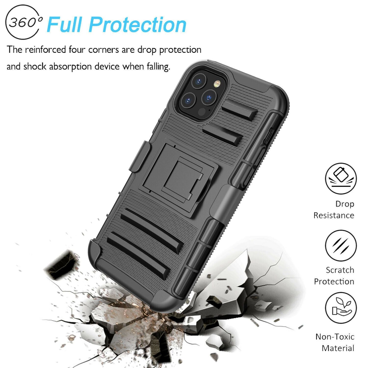 Armor Case with Kickstand Belt Clip Cover for iPhone 12 - carolay.co