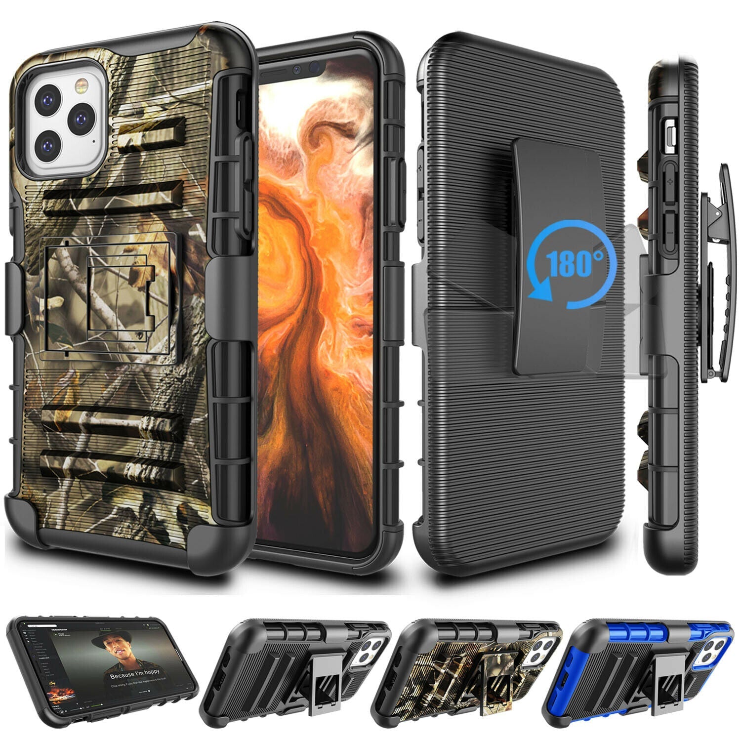 Camo Case with Kickstand Belt Clip Holster Cover for iPhone - carolay.co
