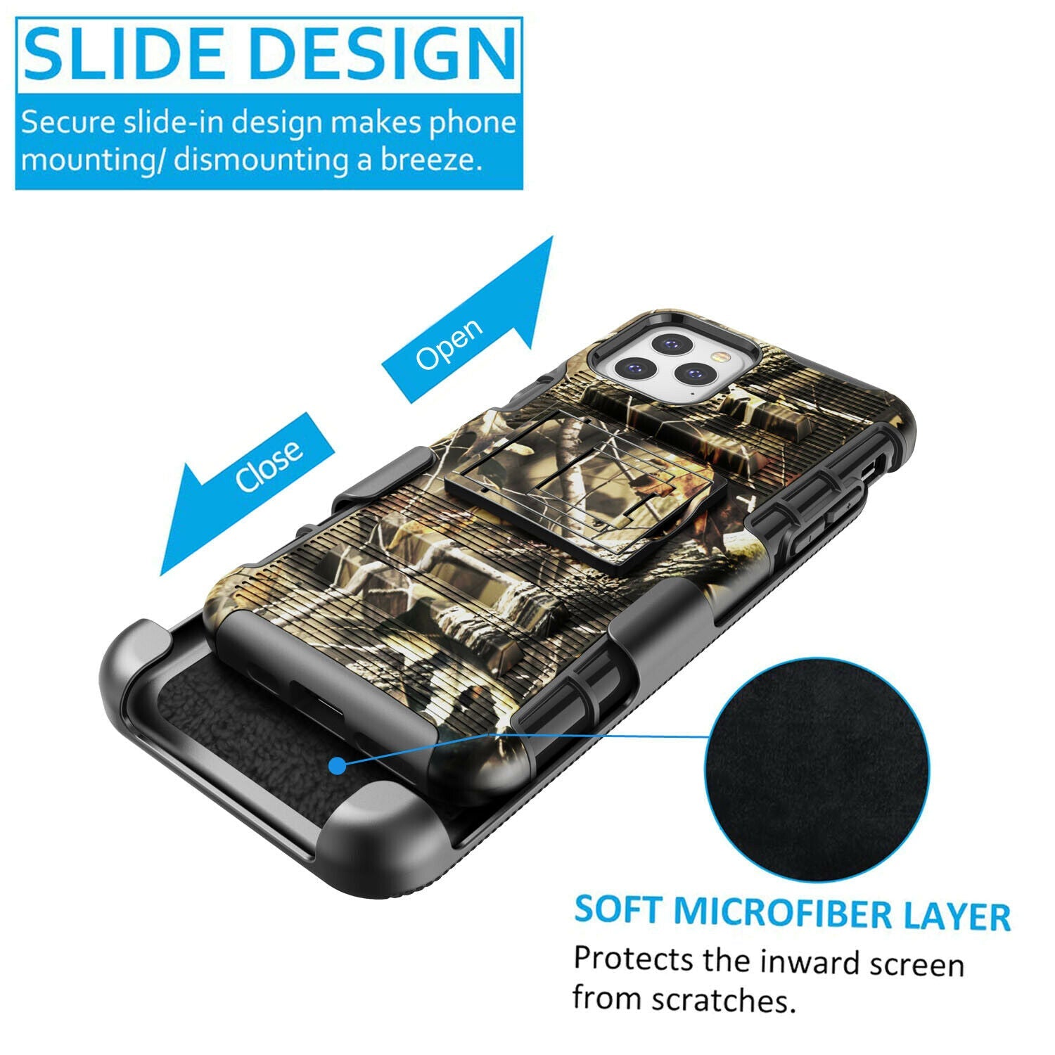 Camo Case with Kickstand Belt Clip Holster Cover for iPhone - carolay.co