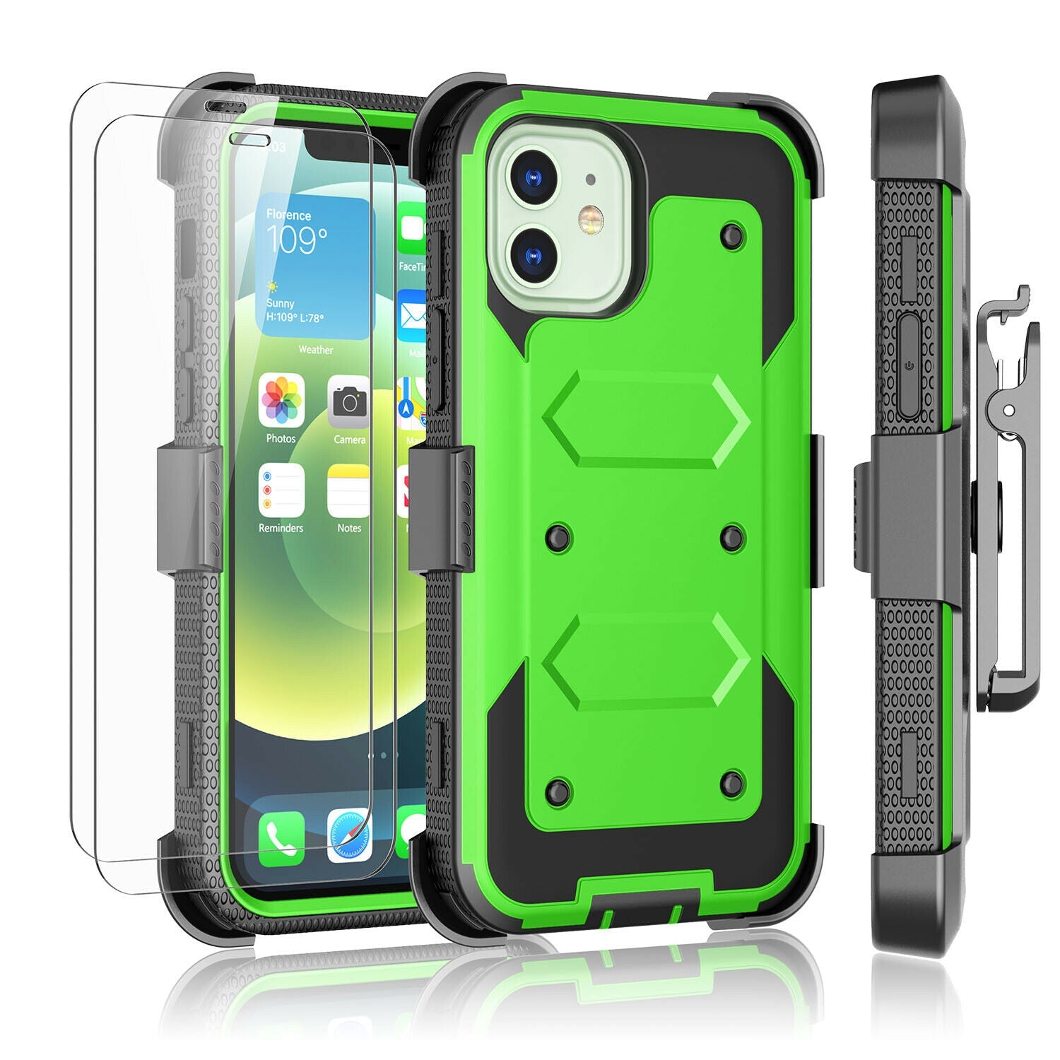 Case Belt Clip Stand + 2 Pack Screen Protector for iPhone 12 - carolay.co