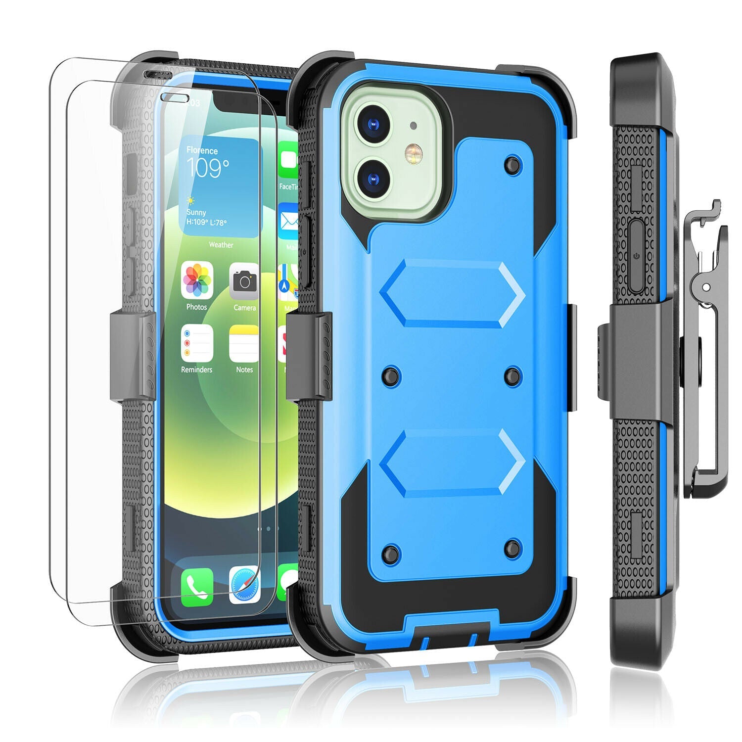 Case Belt Clip Stand + 2 Pack Screen Protector for iPhone 12 - carolay.co