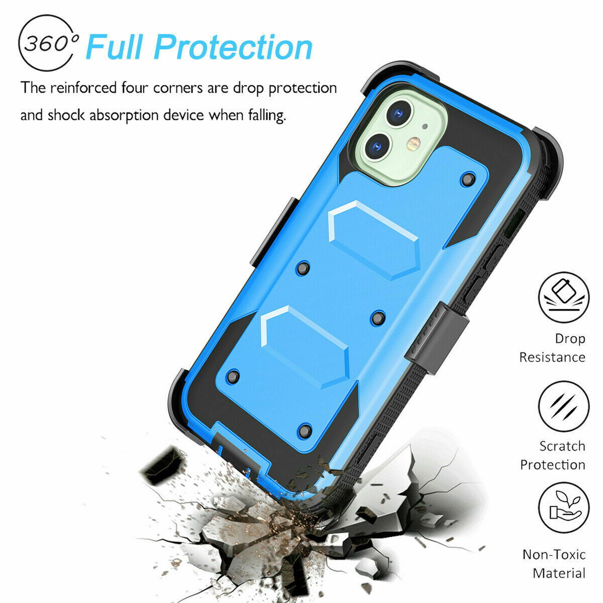 Case Belt Clip Stand + 2 Pack Screen Protector for iPhone 12 - carolay.co