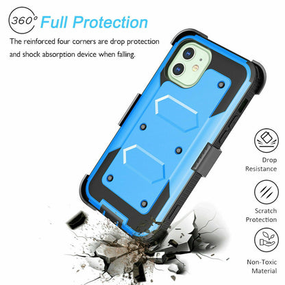 Case Belt Clip Stand + 2 Pack Screen Protector for iPhone 12 - carolay.co