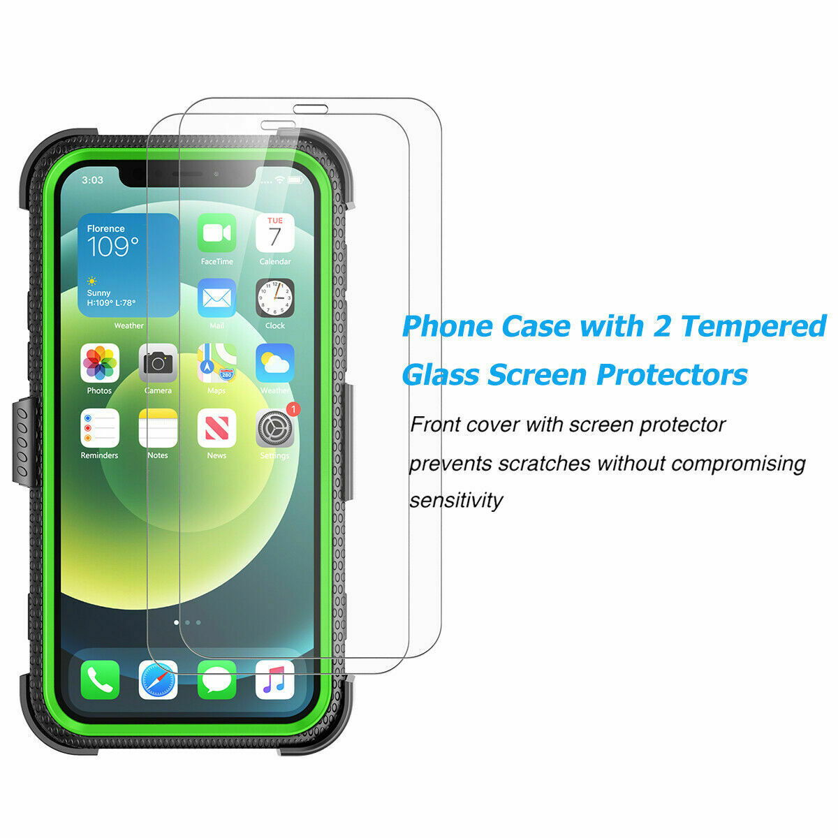 Case Belt Clip Stand + 2 Pack Screen Protector for iPhone 12 - carolay.co