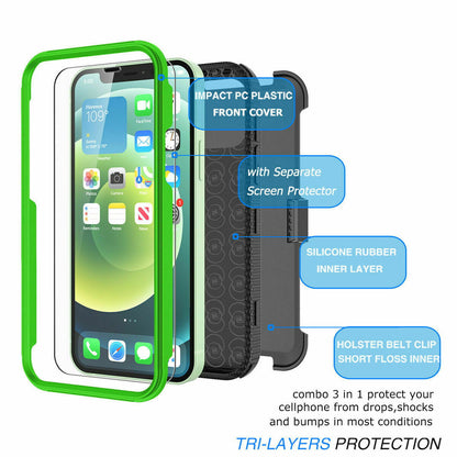 Case Belt Clip Stand + 2 Pack Screen Protector for iPhone 12 - carolay.co