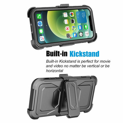 Case Belt Clip Stand + 2 Pack Screen Protector for iPhone 12 - carolay.co