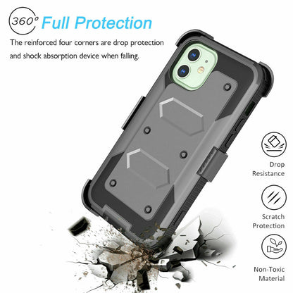 Case Belt Clip Stand + 2 Pack Screen Protector for iPhone 12 - carolay.co