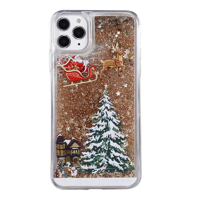 Case Christmas Tree Silicone Cover Flash Powder Slim case for iPhone - carolay.co