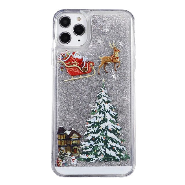 Case Christmas Tree Silicone Cover Flash Powder Slim case for iPhone - carolay.co