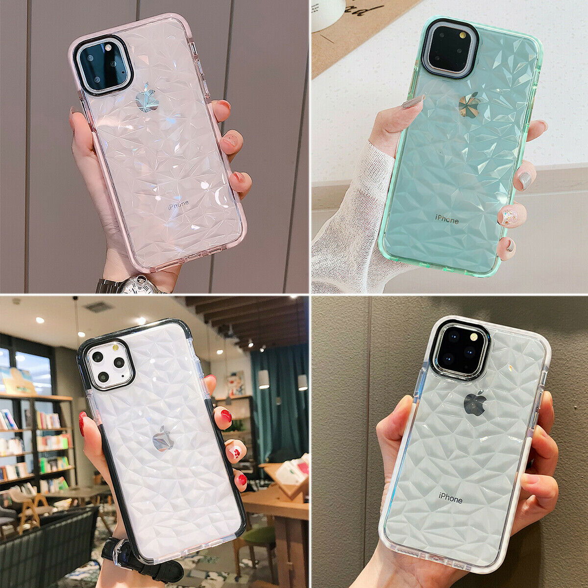 Case Clear Diamond Cute Shockproof for iPhone 11 12 - carolay.co