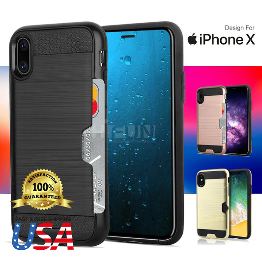 Case Fits Card Wallet Shockproof Bumper Hard Protective for iPhone - carolay.co