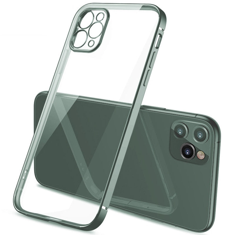 Case Straight edge Square Plating Soft Camera Protection for iPhone 12 - carolay.co