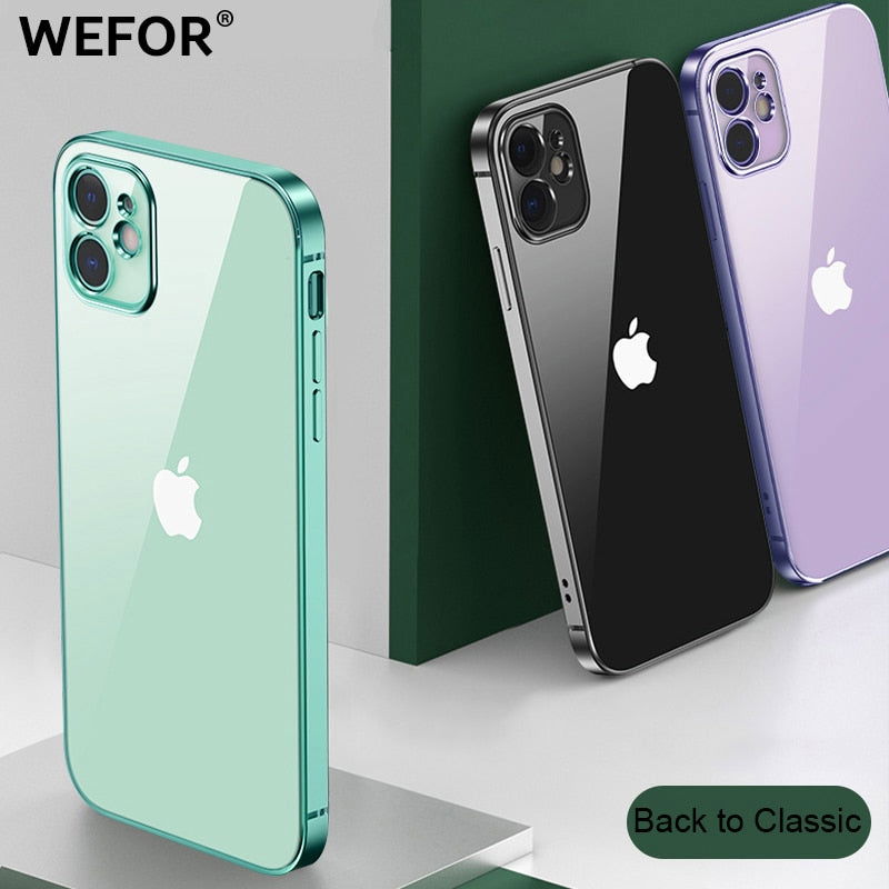 Case Straight edge Square Plating Soft Camera Protection for iPhone 12 - carolay.co