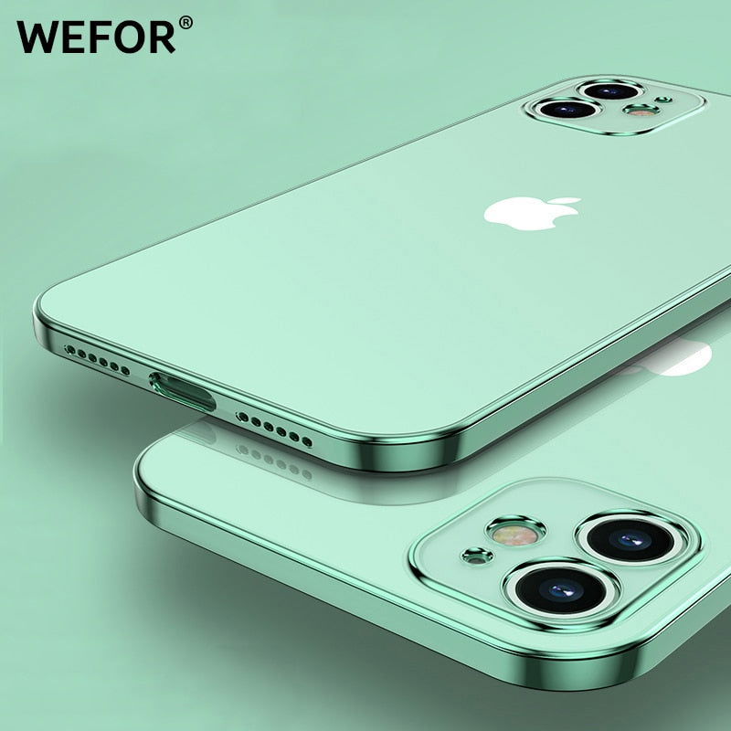 Case Straight edge Square Plating Soft Camera Protection for iPhone 12 - carolay.co