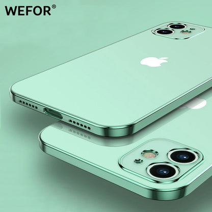 Case Straight edge Square Plating Soft Camera Protection for iPhone 12 - carolay.co