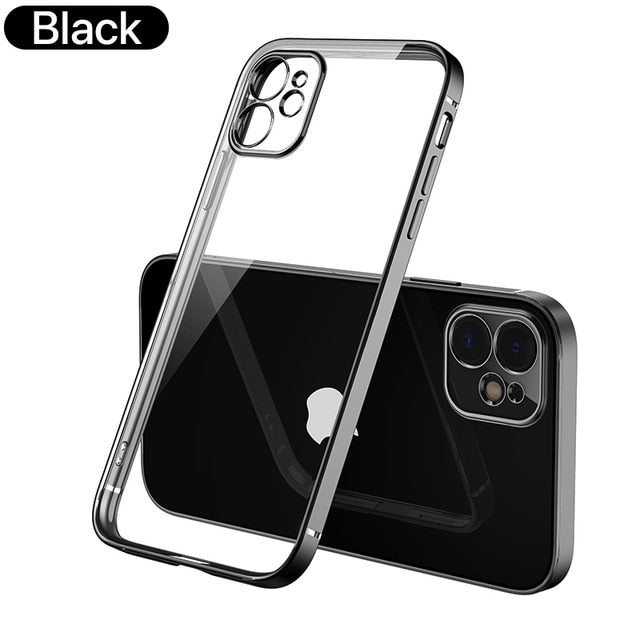 Case Straight edge Square Plating Soft Camera Protection for iPhone 12 - carolay.co