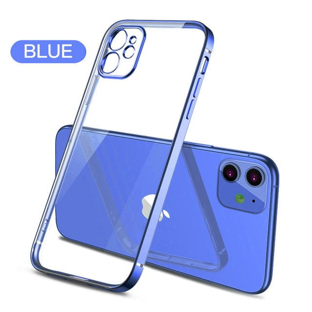 Case Straight edge Square Plating Soft Camera Protection for iPhone 12 - carolay.co