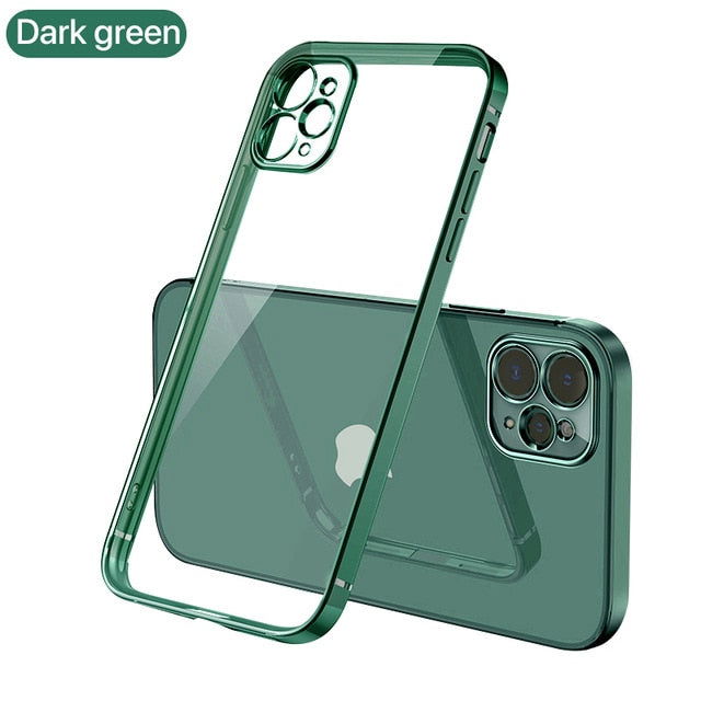 Case Straight edge Square Plating Soft Camera Protection for iPhone 12 - carolay.co