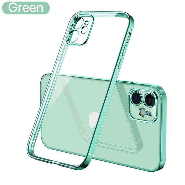 Case Straight edge Square Plating Soft Camera Protection for iPhone 12 - carolay.co