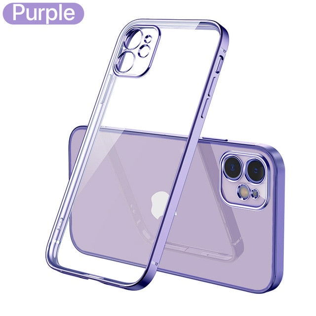 Case Straight edge Square Plating Soft Camera Protection for iPhone 12 - carolay.co