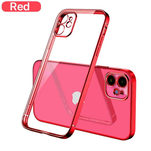 Case Straight edge Square Plating Soft Camera Protection for iPhone 12 - carolay.co