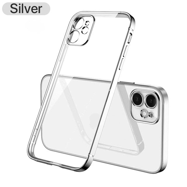 Case Straight edge Square Plating Soft Camera Protection for iPhone 12 - carolay.co
