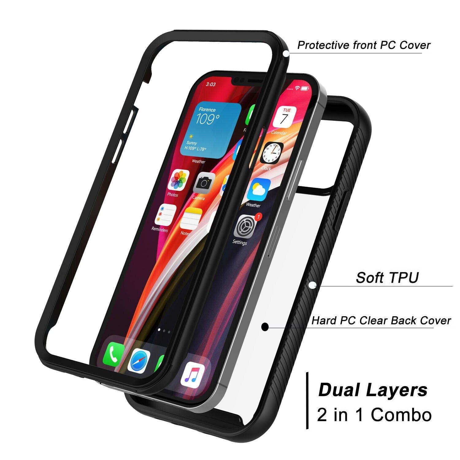 Clear Case Cover with Screen Protector For iPhone - carolay.co