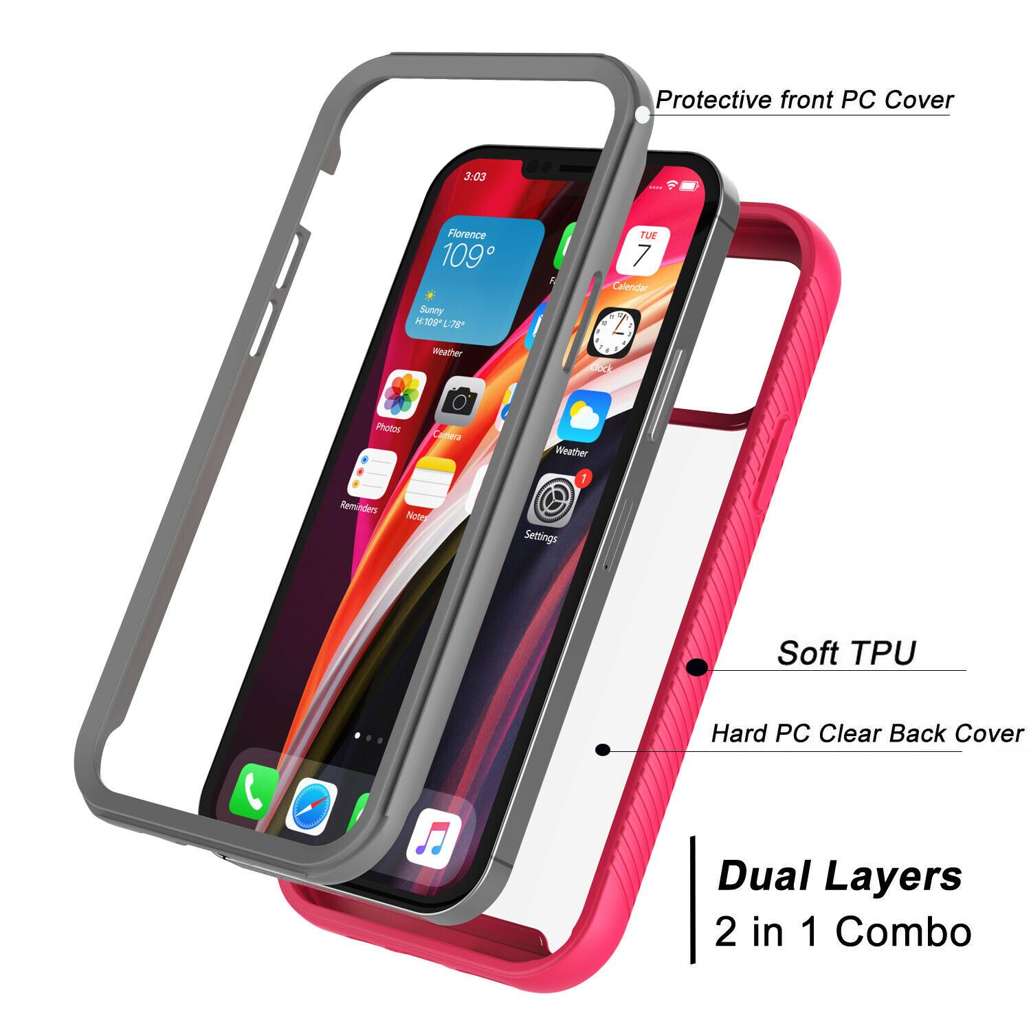 Clear Case Cover with Screen Protector For iPhone - carolay.co
