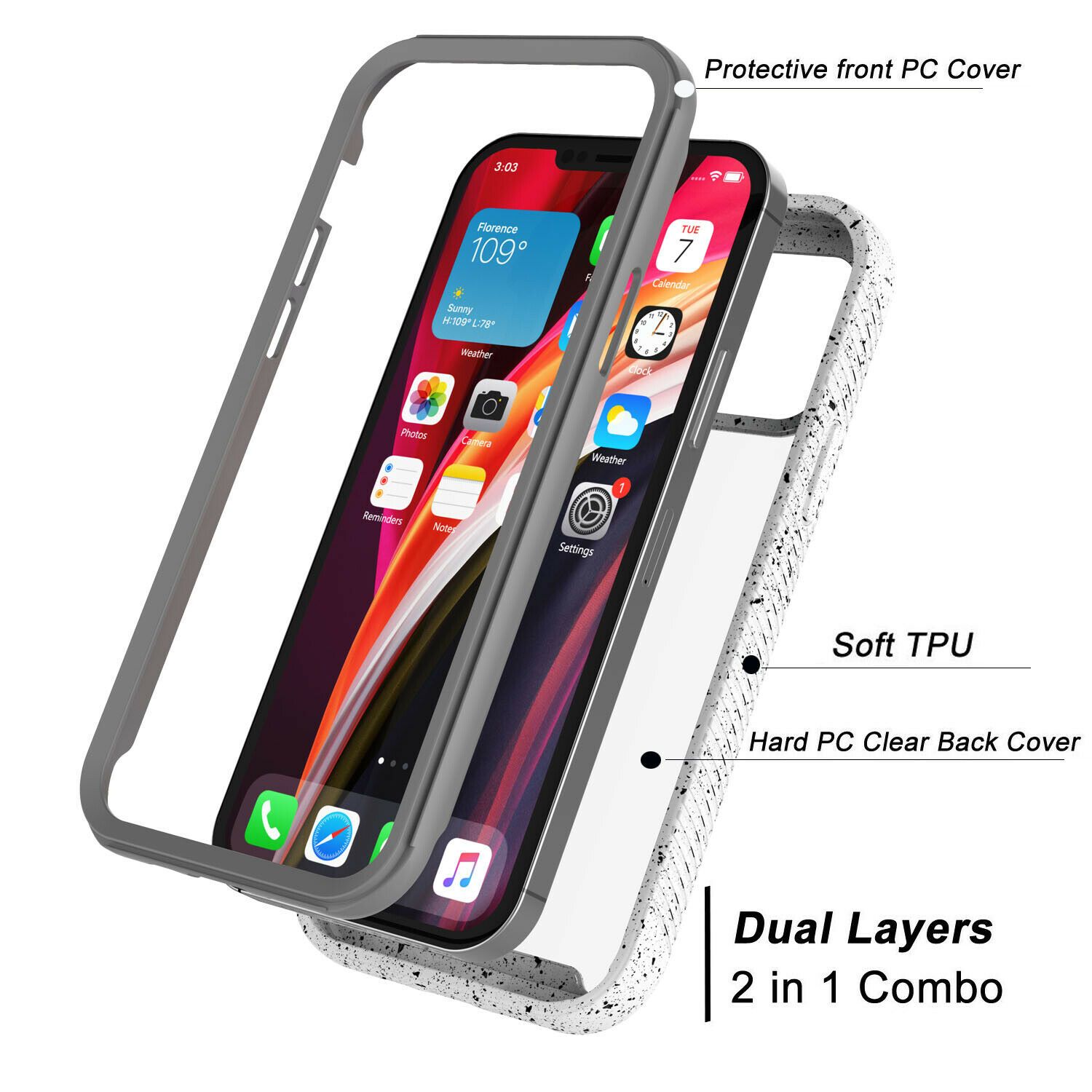 Clear Case Cover with Screen Protector For iPhone - carolay.co
