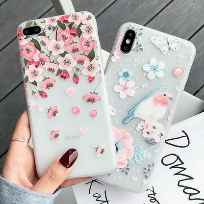 Clear Frost Flower Thin Soft Case For iPhone - carolay.co