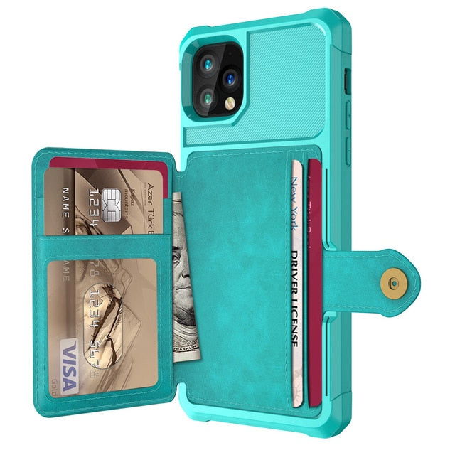 Credit Card PU Leather Flip Wallet Photo Holder Hard Back Cover - carolay.co
