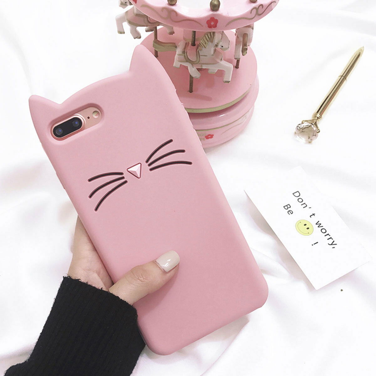 Cute Cat Silicone Fitted Cover for iPhone - carolay.co