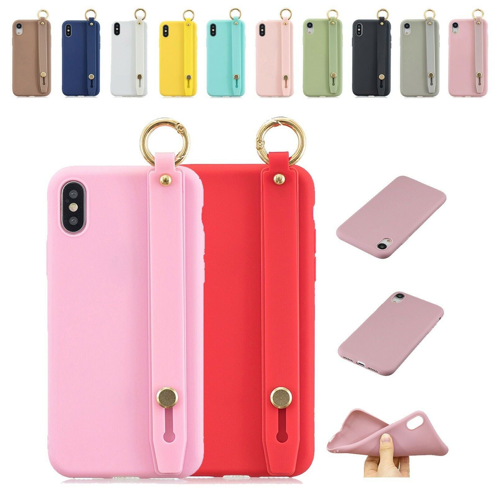 Cute Silicone Wrist Strap Protective Phone Case For iPhone - carolay.co