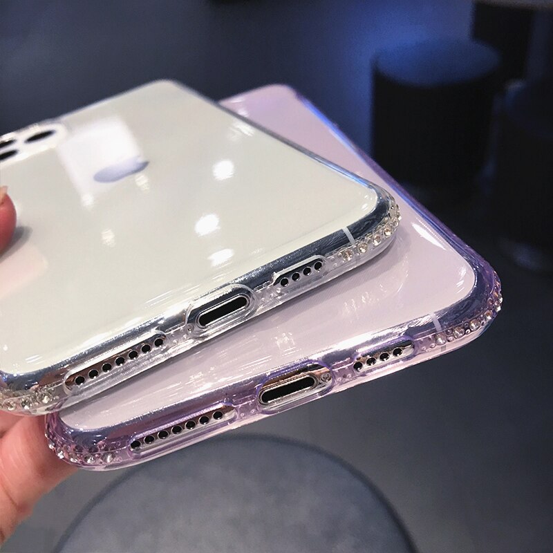 Fashion Transparent Diamond Phone Case For iPhone Clear Back Cover - carolay.co