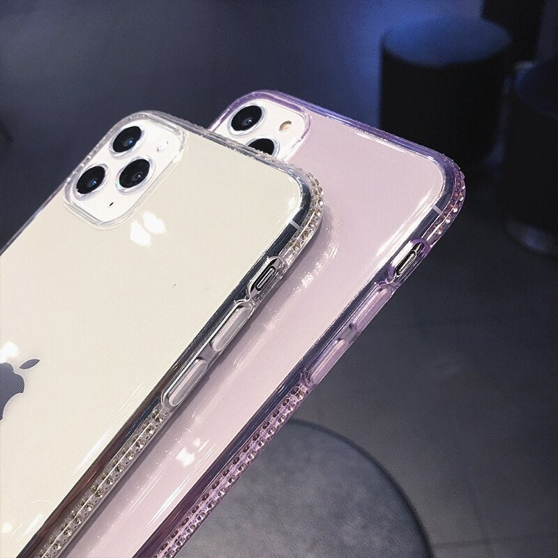 Fashion Transparent Diamond Phone Case For iPhone Clear Back Cover - carolay.co