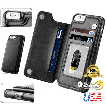 Fits Wallet Card Slot Case Leather Shockproof Magnetic For iPhone - carolay.co