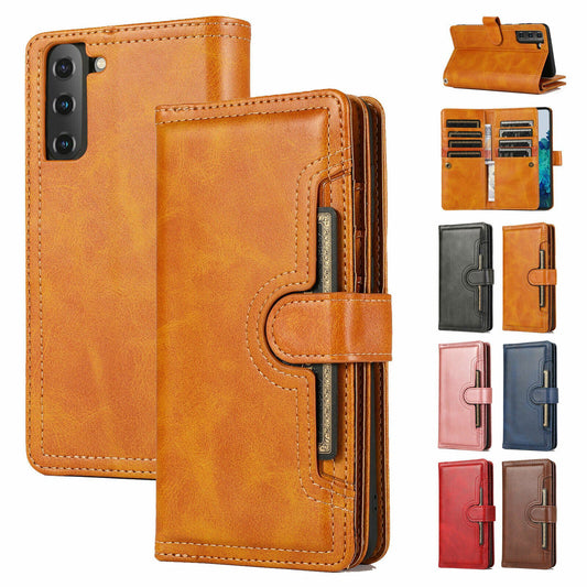 Flip Magnetic Leather Strap Card Case for Samsung Galaxy S21 Ultra Plus - carolay.co