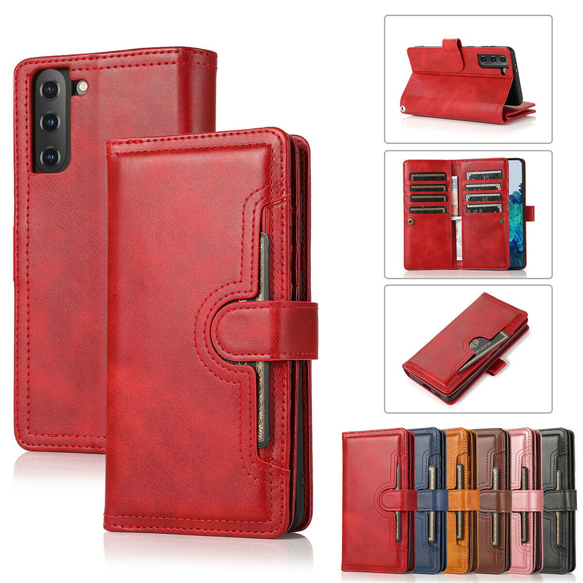 Flip Magnetic Leather Strap Card Case for Samsung Galaxy S21 Ultra Plus - carolay.co