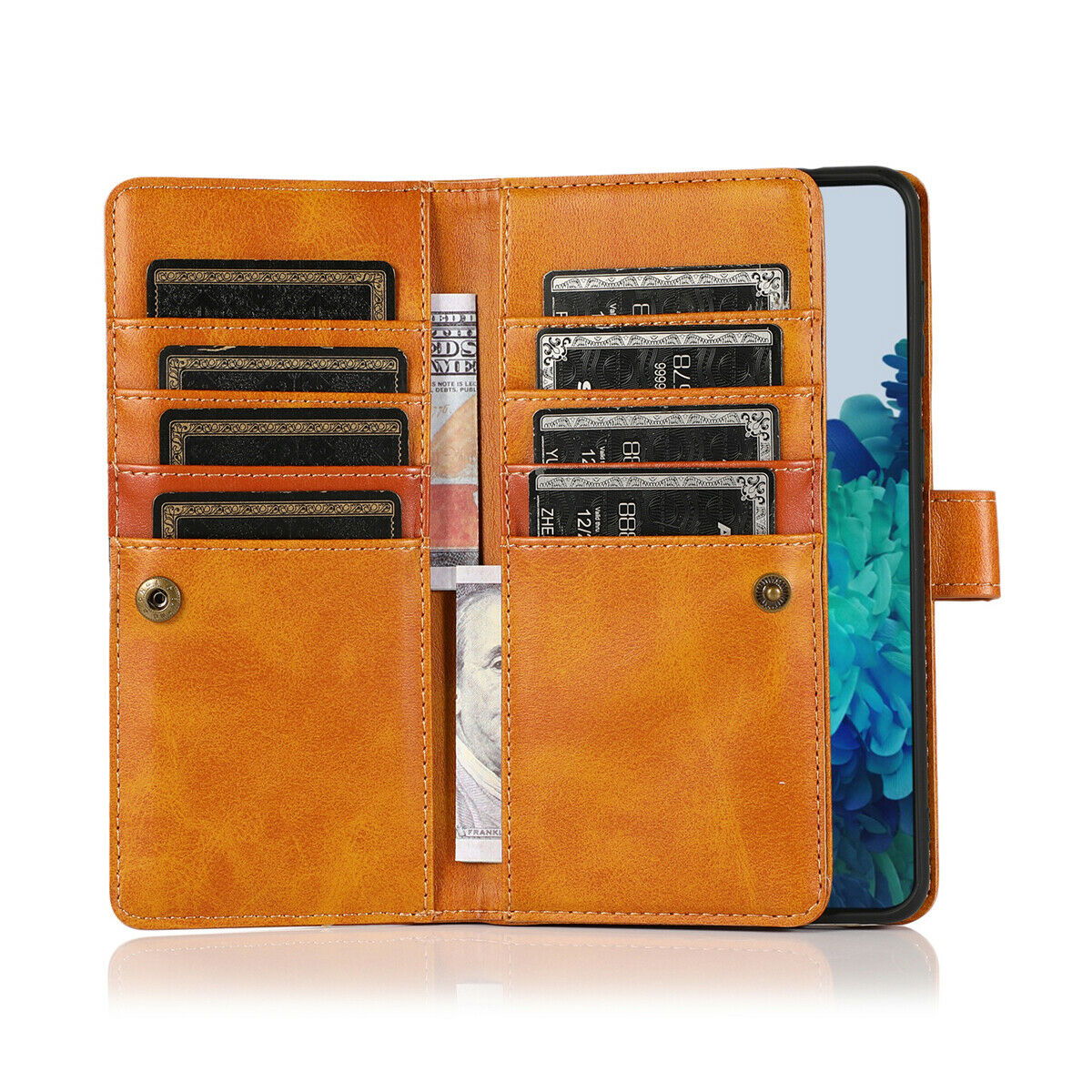 Flip Magnetic Leather Strap Card Case for Samsung Galaxy S21 Ultra Plus - carolay.co