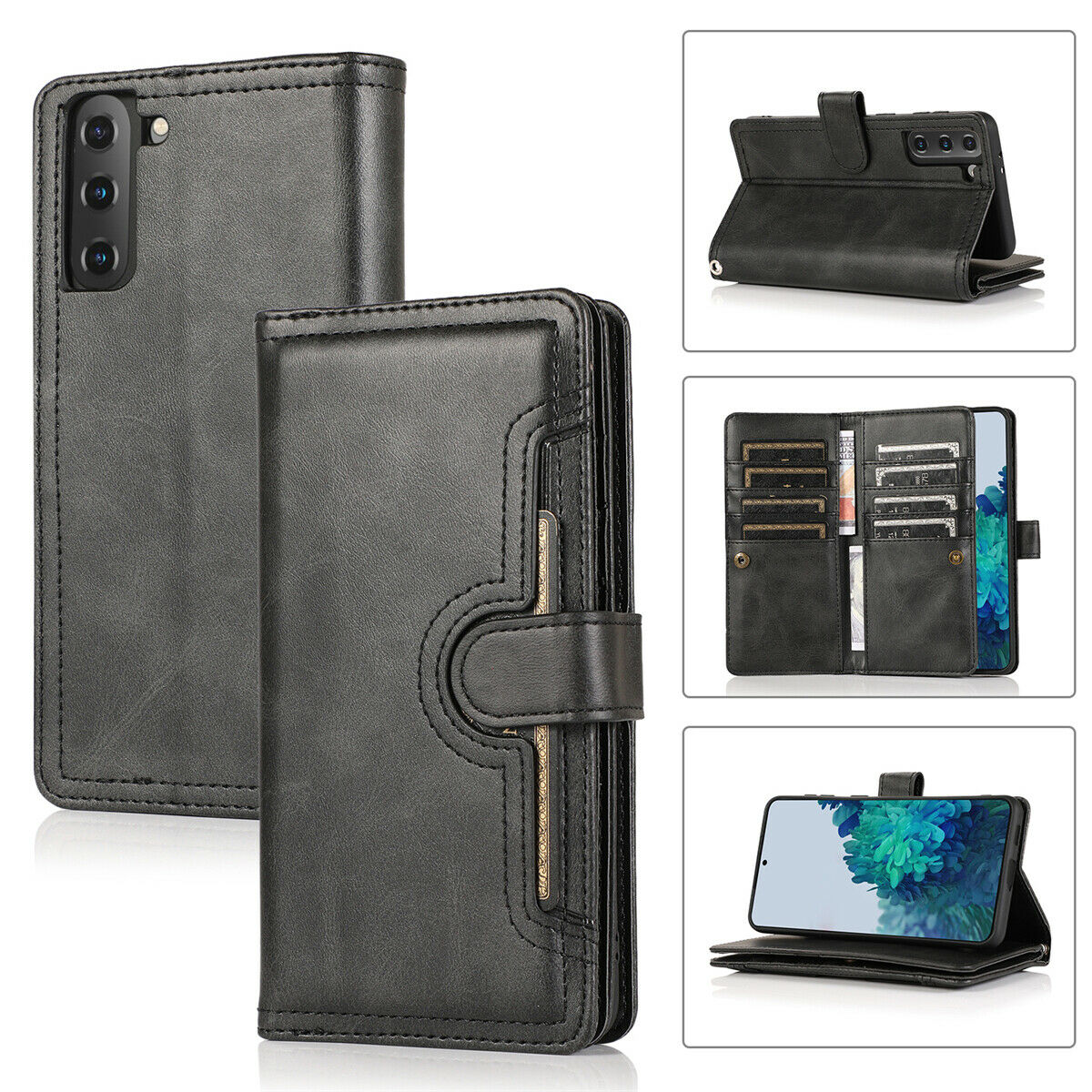 Flip Magnetic Leather Strap Card Case for Samsung Galaxy S21 Ultra Plus - carolay.co