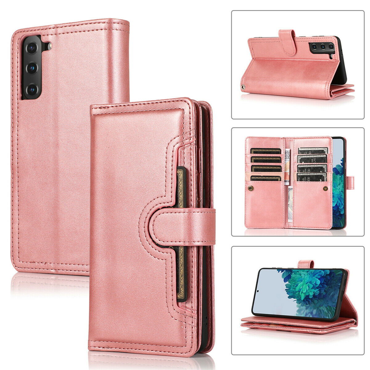 Flip Magnetic Leather Strap Card Case for Samsung Galaxy S21 Ultra Plus - carolay.co