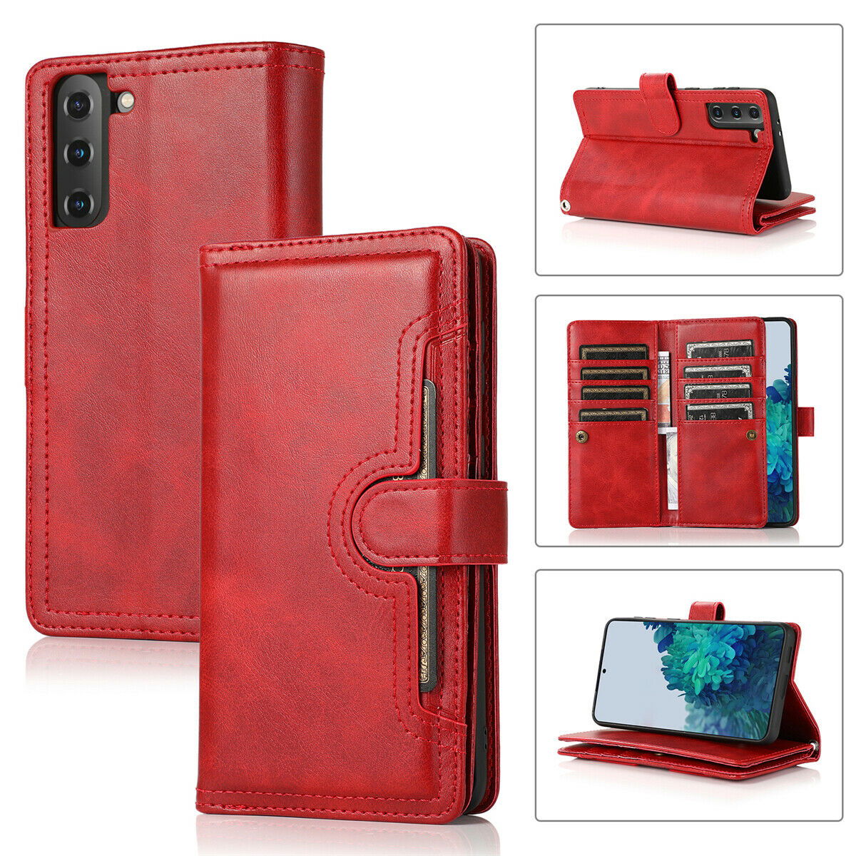 Flip Magnetic Leather Strap Card Case for Samsung Galaxy S21 Ultra Plus - carolay.co